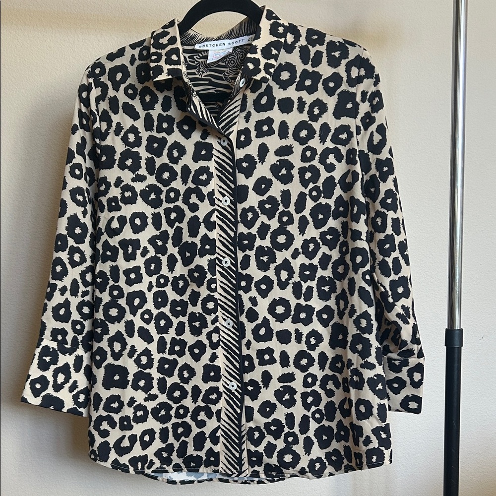 Gretchen Scott Designs Leopard Print Button-Down Shirt